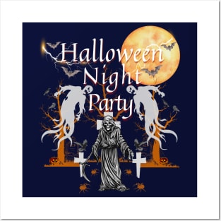 Halloween night party Posters and Art